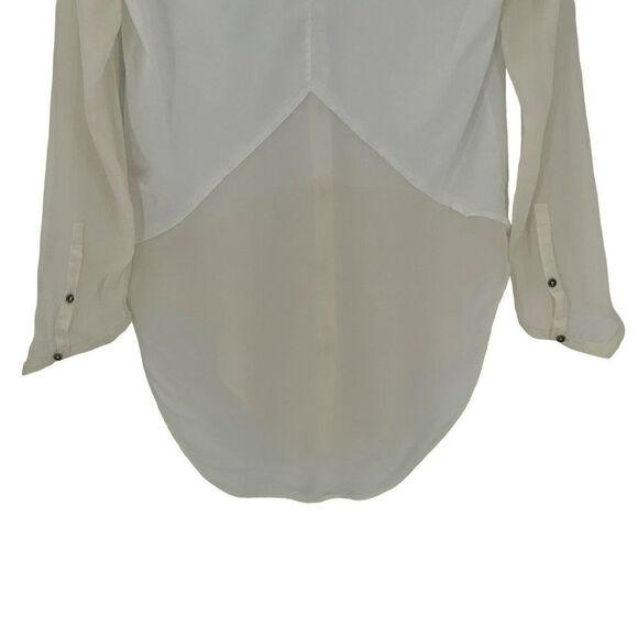 Helmut Lang Element Sheer Hem Shirt Cotton Silk White Ivory Women Small - Picture 11 of 13
